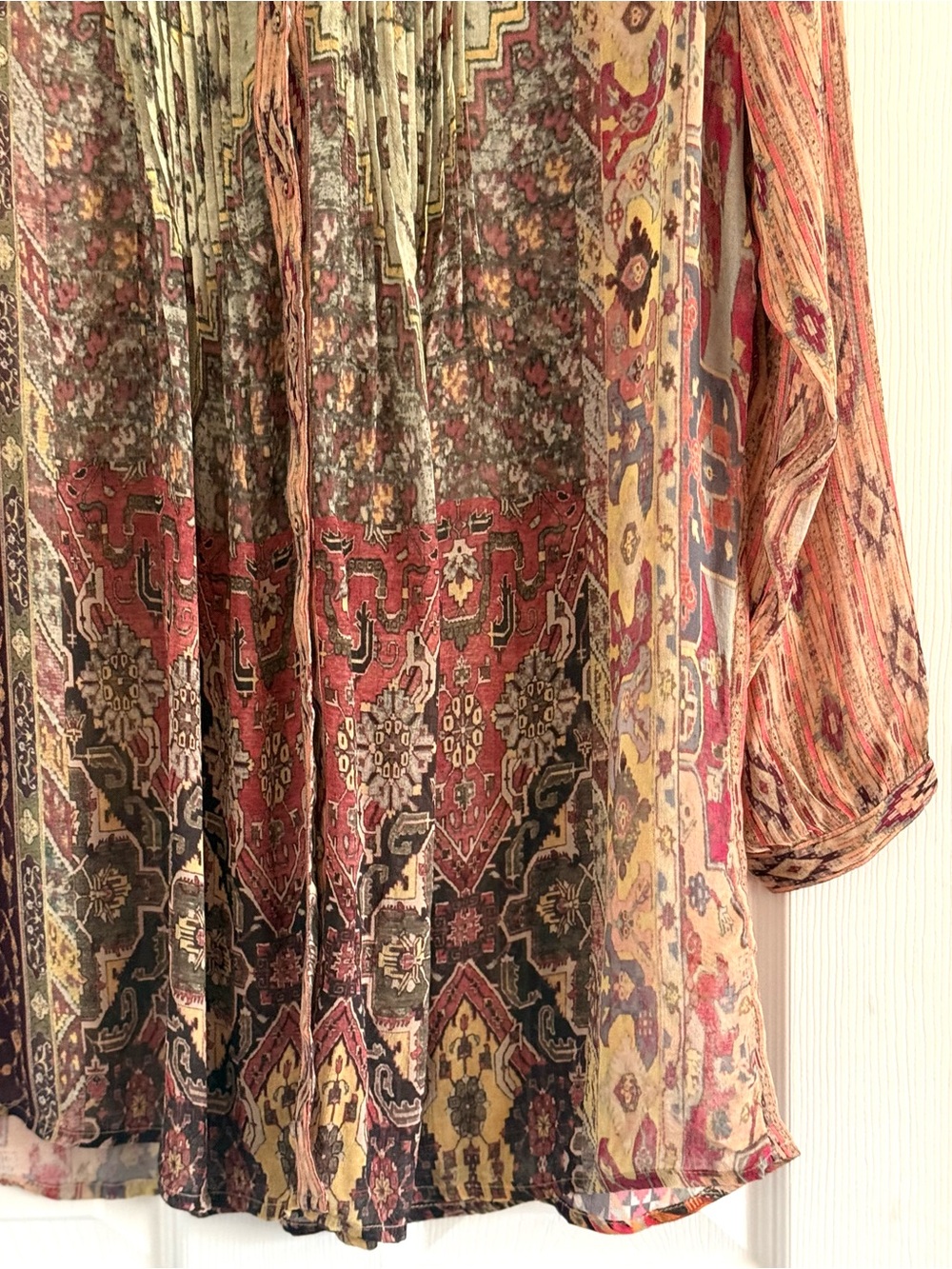 Soft Surroundings Sheer Boho Printed Long-Sleeve Tunic Top - Multicolor XL - Picture 7 of 8